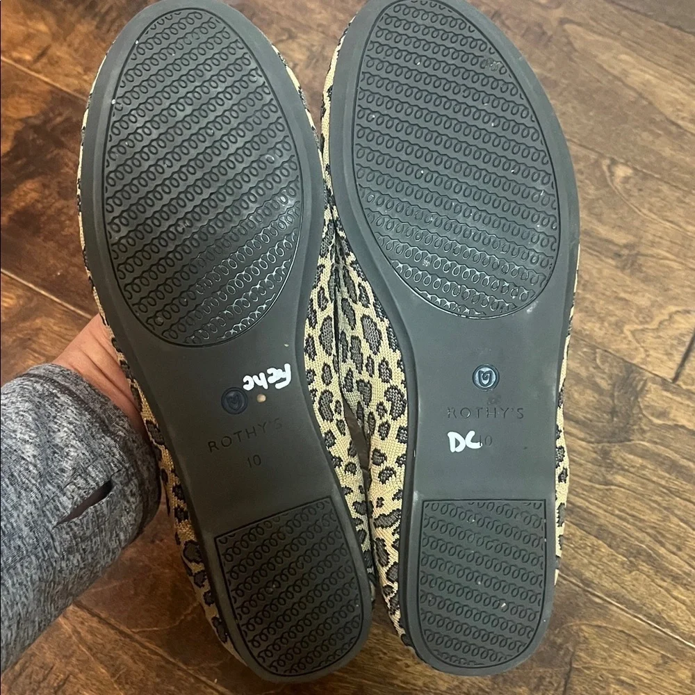 Rothy's Spotted Leopard Print Flats with Blue Accent, size 10